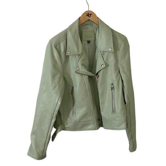 BlankNYC Women's Green Mint Faux Leather Full Zip Moto Jacket - XL - Picture 1 of 15